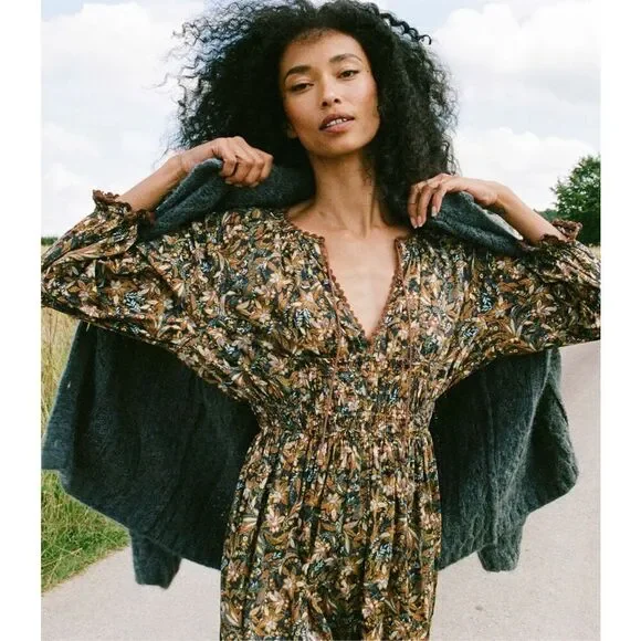 NWT Doen Delfina Organic Cotton Floral Maxi Dress Small - Picture 3 of 11